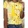 Fashion Women's Crew Neck Short Sleeve 3D Casual Color Printing Casual Short Sleeve Crew Neck T-Shirt