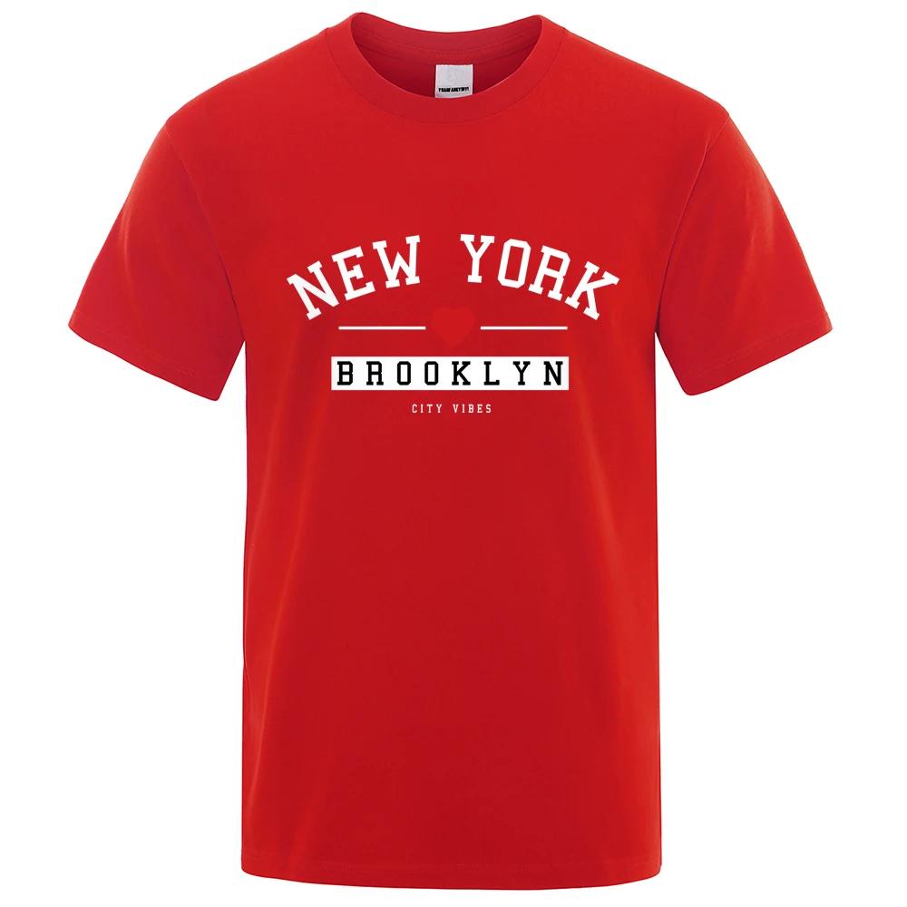 New York Brooklyn City Vibes Letter Clothes Men Creativity Cotton T-Shirt Fashion O-Neck T-Shirt Breathable Oversize Tops Summer