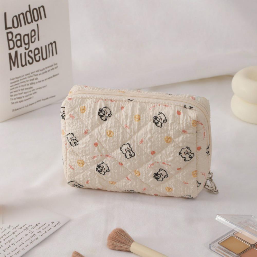 Cute Polyester Cotton Makeup Bag Large Capacity Portable Toiletry Bag Multipurpose Cosmetic Bag Girls