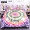 Colorful Mandala Duvet Cover Set Bohemian Style Pastel Toned Abstract Flower Design Print Bedding Set Quilt Cover Pillow Covers