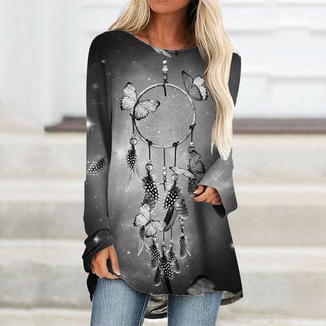 Móda Ženy Letní tričko Barevné tričko s potiskem motýla Outdoorové tričko s kulatým výstřihem volné Dámské Top Oblečení Plus velikosti S-5xl