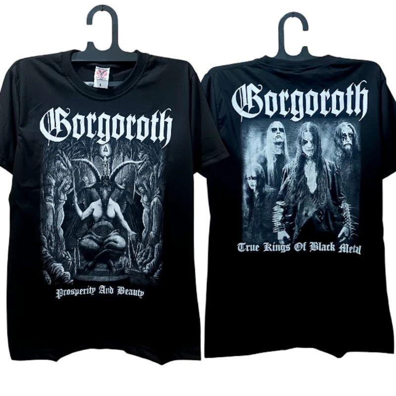 Gothic Punk Rock Tops GORGORTH Black Metal Tshirt Cotton Short Sleeves Print Casual Loose Streetwear Vintage T Shirts Unisex