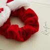 Sparkling Red Sequin Bow Hair Ties Spring Clip With Plush White Trim Cute & Sweet Velvet Scrunchies For Women And Girls Perfect Christmas Gift