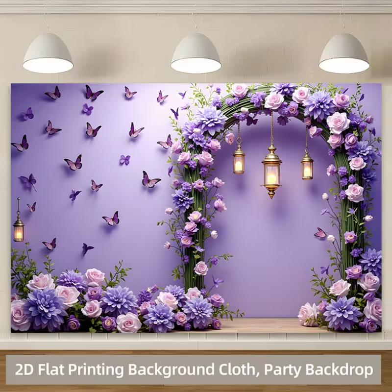 2D Enchanted Lavender Flower Photo Booth Background