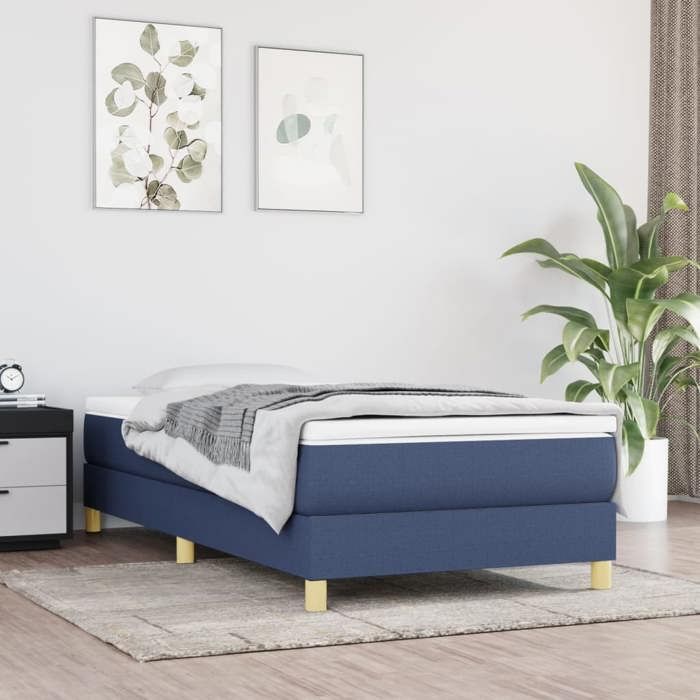 3144149 vidaXL Divan Bed with Mattress Blue 90x200 Cm Fabric