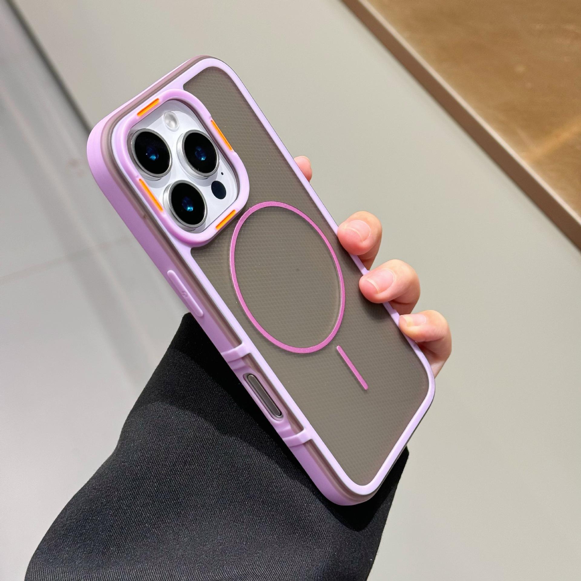 

The Checkered Fine Ring Magnetic Protective Case Is Suitable for Apple 16pro 2-in-1 Frosted Anti-drop Phone Cases and IPhone11 iPhone 11 фиолетовый