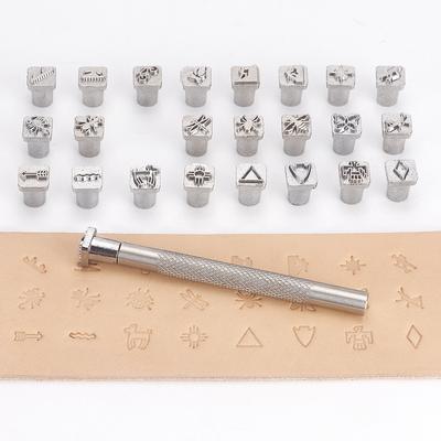 1set Leather Artical Craft Stamping Tool, Fancy Shaped Flowers & Animals & Abstract Shaped Sculpture Punching Engrave Tool