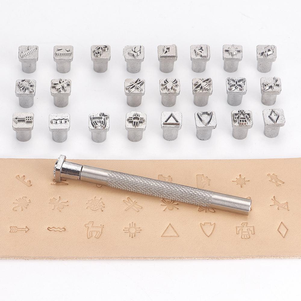 1set Leather Artical Craft Stamping Tool, Fancy Shaped Flowers & Animals & Abstract Shaped Sculpture Punching Engrave Tool