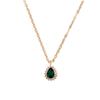 Exquisite Green Teardrop Synthetic Zircon Inlaid Necklace, Gold Tone Fashion Accessory Gift for Women
