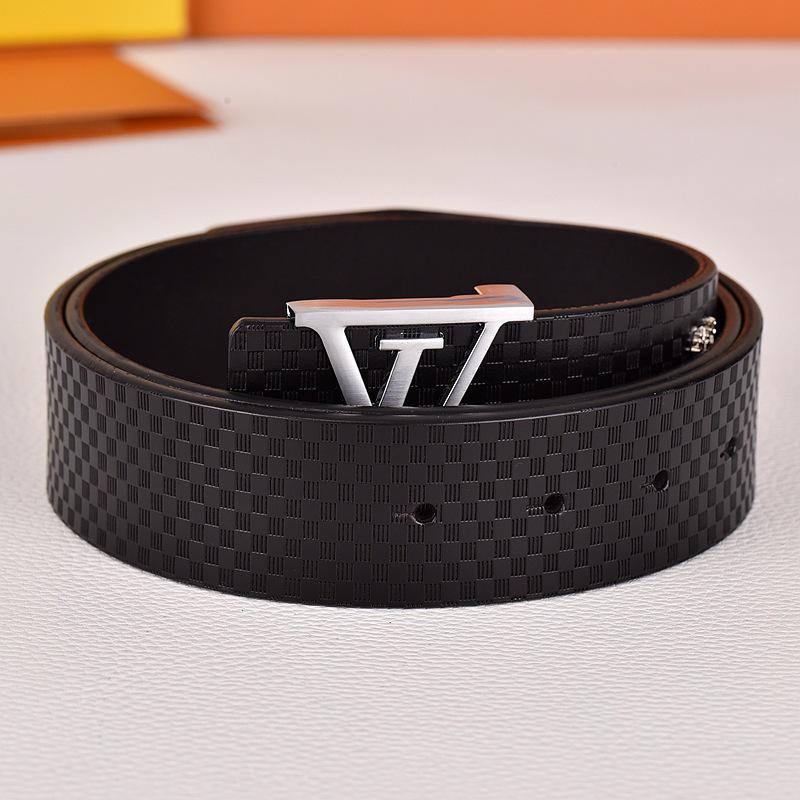 Herren Jugend Gürtel aus echtem Leder mit Karomuster und glatter Schnalle - Stilvoller Rindsleder Hüftgürtel für trendige Looks