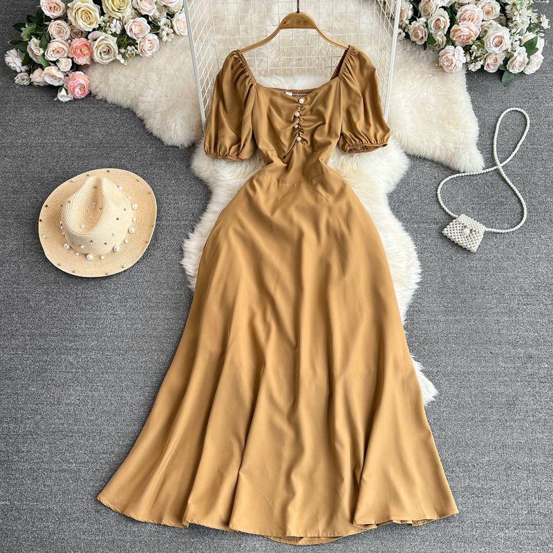 Wine Red French Bubble Dress Engagement Dress