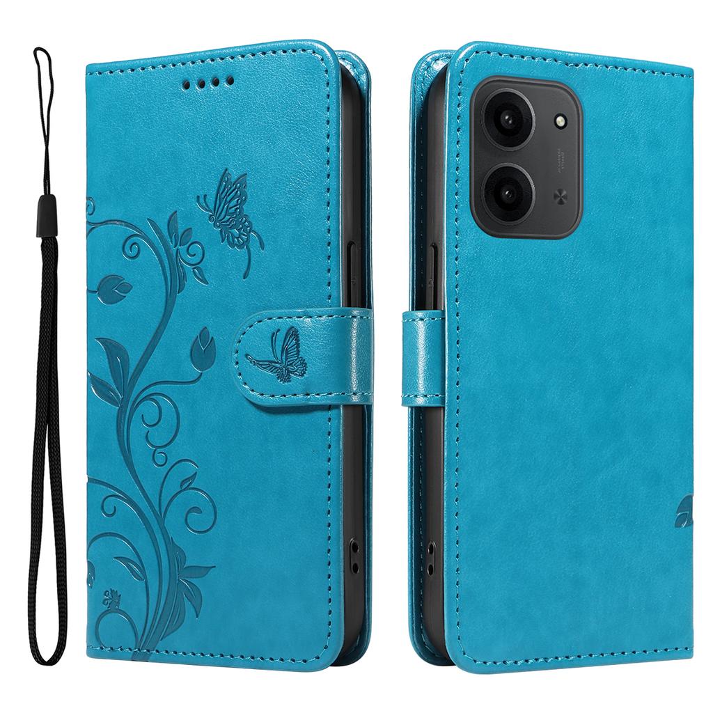 For Xiaomi Redmi 15C 4G (Global) (171mm)/Poco C85 4G (171mm) PU Leather Cases Flower Pattern Wallet Stand Phone Cover with Strap