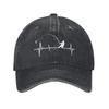 Cappellino da Baseball Battito Cardiaco Pesca FisherUnisex Attrezzatura da Pesca Cappellini in Denim Usurato Lavati Cappello Vintage per Esterno Corsa Golf Regalo Copricapo