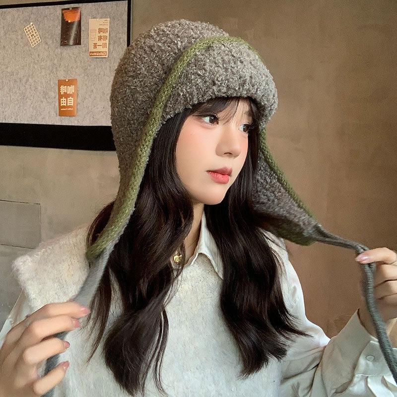 Keep Warm and Cold Children Autumn and Winter Thickened Fleece Ear Protector Knitted Wool Balaclava Hat