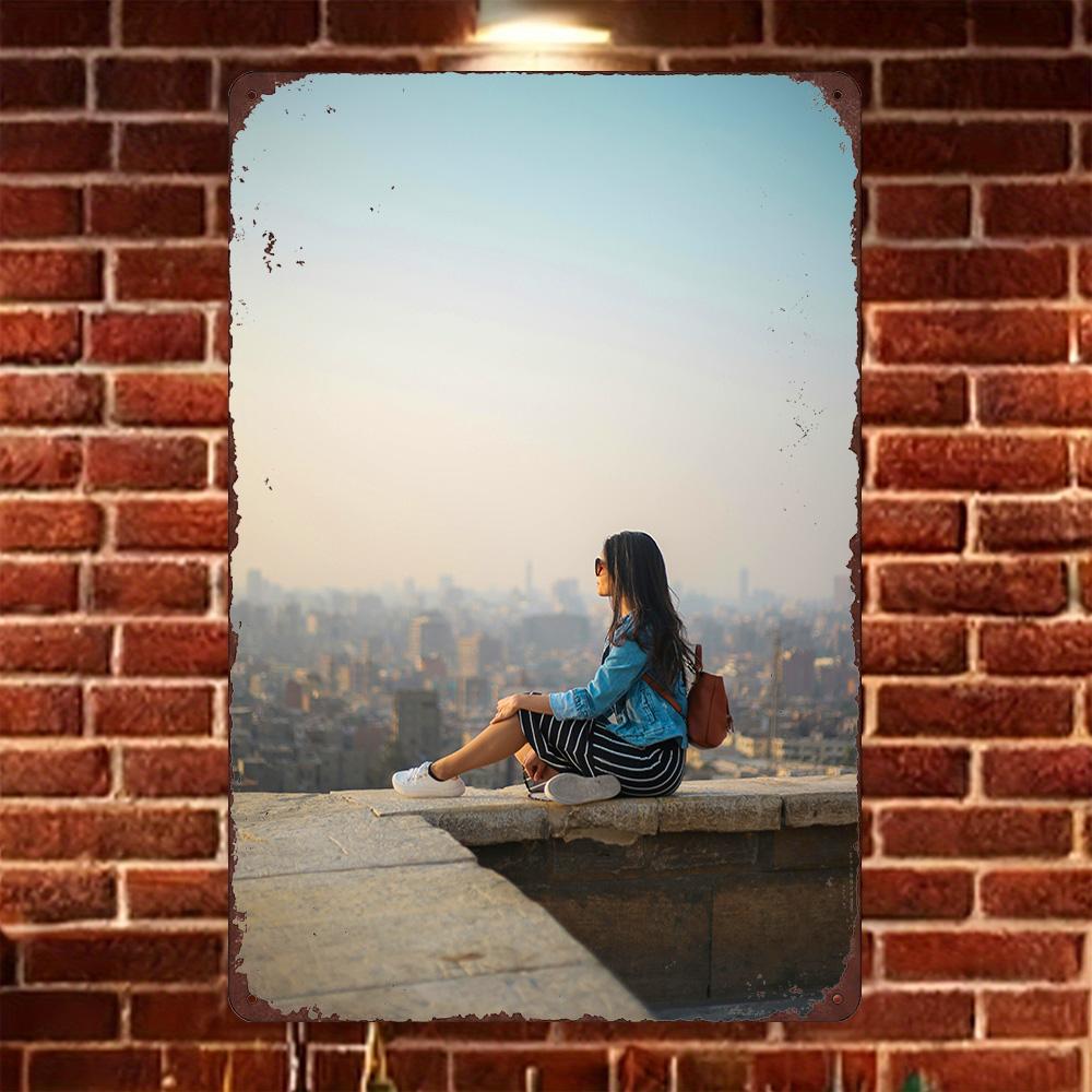 

HD Tin Sign Back View of Woman in White Outfit Wall Decor Vintage Dressing Room Portrait Metal Poster for Home Decor 20x30cm（7.8x11.8inch）