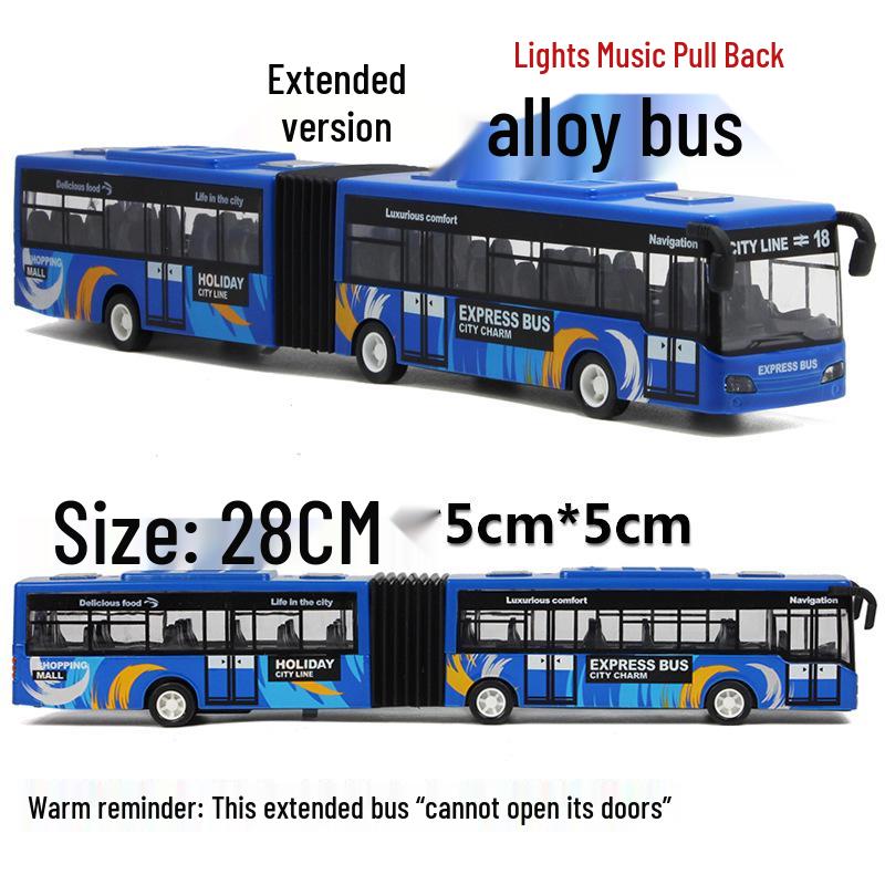 

28CM Double-Decker Bus Toy with Lights and Pull-Back Function синий
