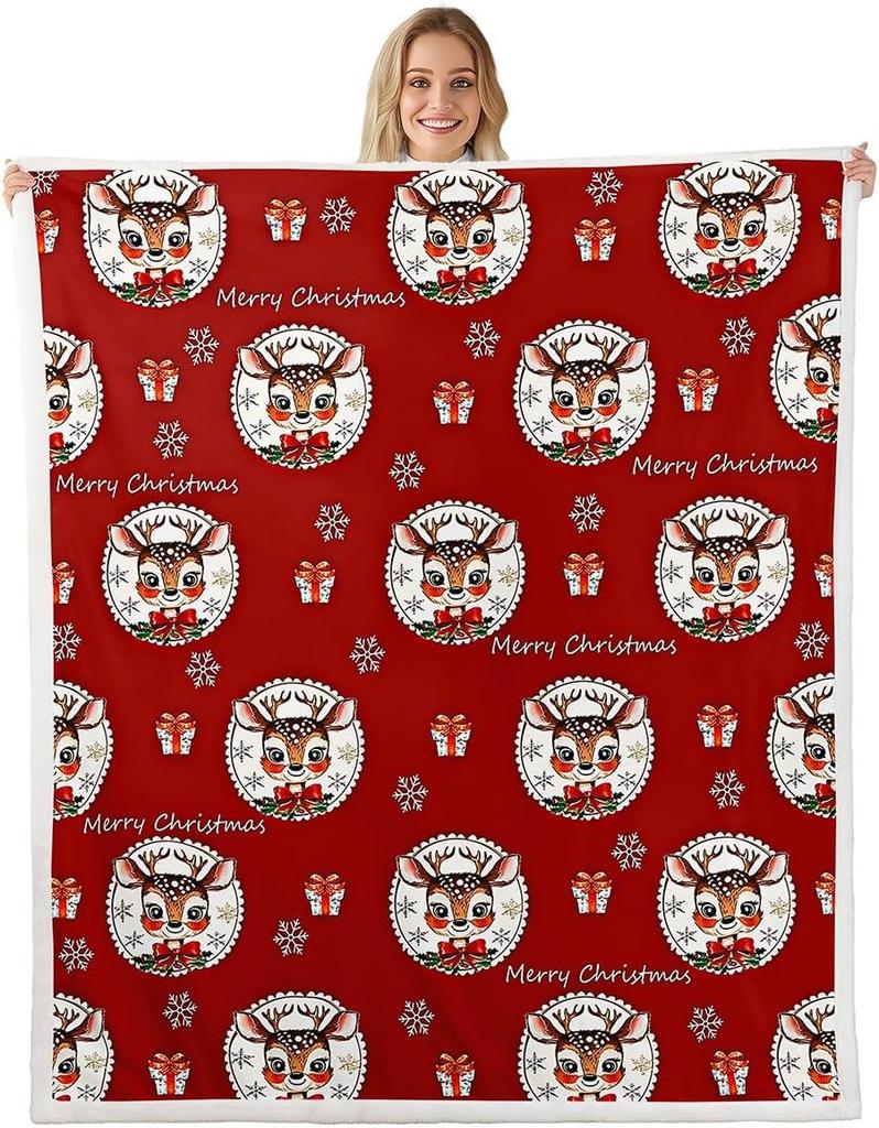 Merry Christmas Sherpa Throw Blanket for Couch Gnomes Super Soft Cozy Fleece Santa Claus Blanket for Winter,Plush Xmas Tree Baby