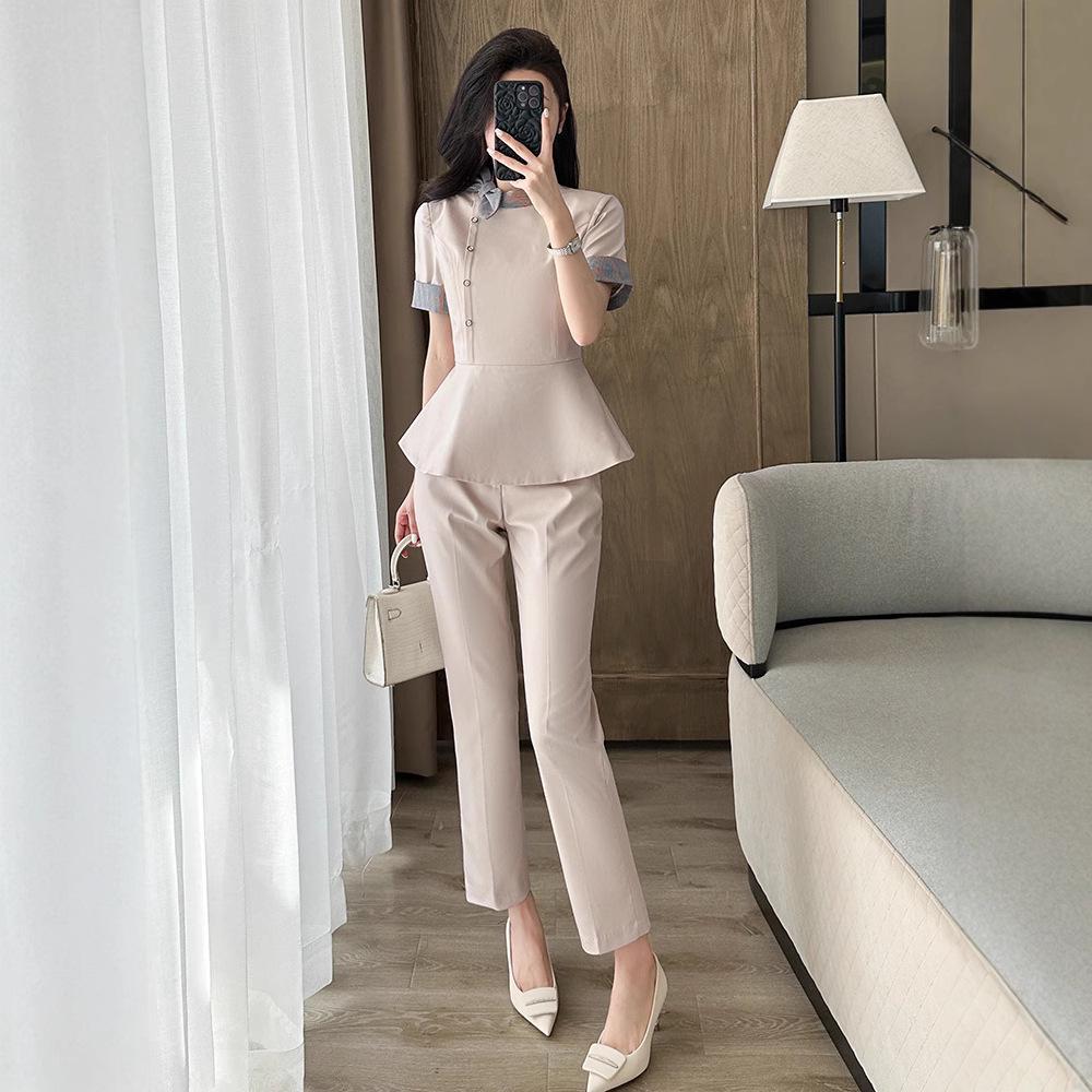 Women's High-End Professional Salon & Hotel Reception Summer Workwear Set