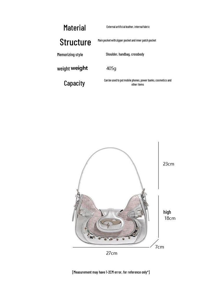 Misty Pink Crocodile Print Shoulder & Crossbody Bag - Millennial Y2K Biker Style 2023 for Women