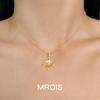 Elegant 18k Gold Filigree Maple Leaf Necklace with Zircon Details – Light Luxury Sweater Chain