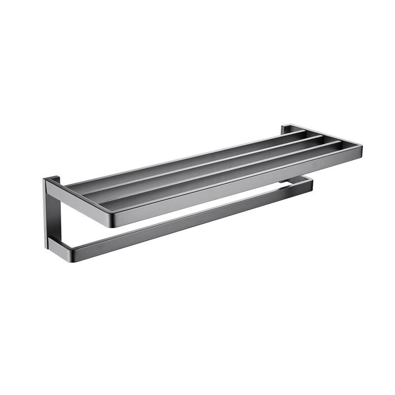 OIMG Grey Double-Layer Bathroom Towel Rack 60cm