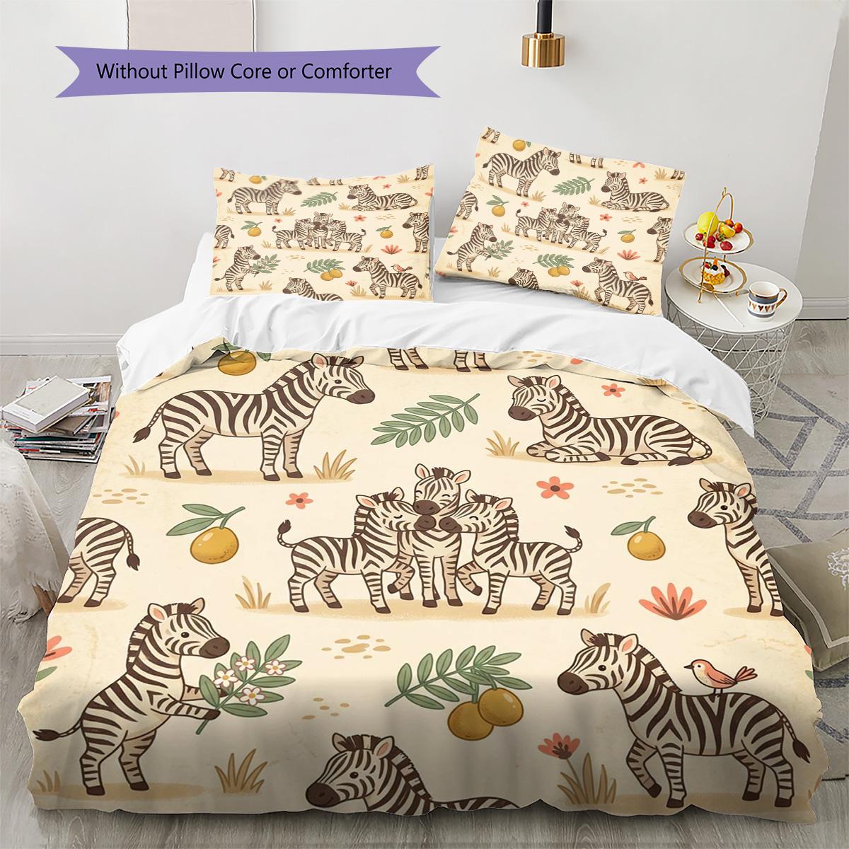 zebra Pattern Bedding Quilt Set Quilt Cover Pillowcase Home Decoration Birthday Gift (1 * duvet cover + 2 * pillowcase, without core) 135x200cm