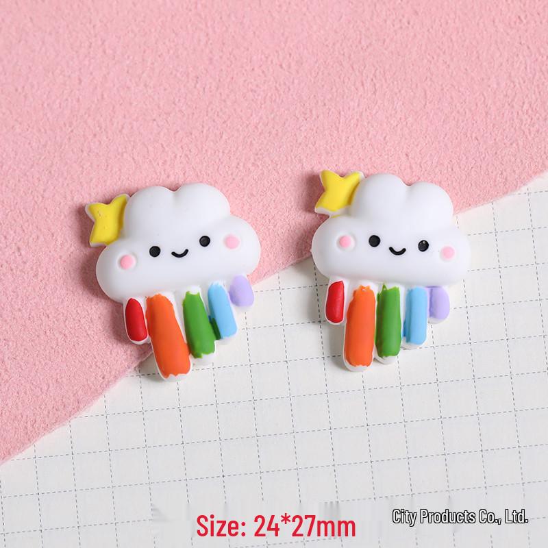 Cartoon Rainbow Cloud Hair Accessories: DIY Cream Glue, Stickers & Shoe Buckles