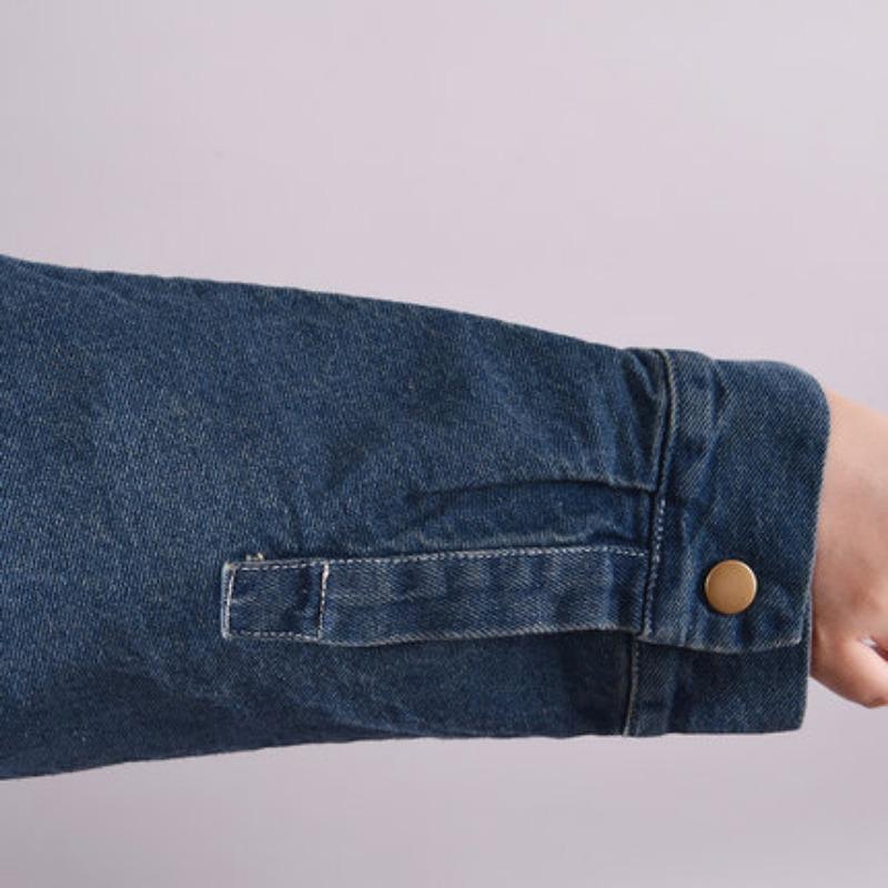 Spring Autumn Loose Single Breasted Denim Trench Coat Women Vintage Solid Long Denim Windbreaker