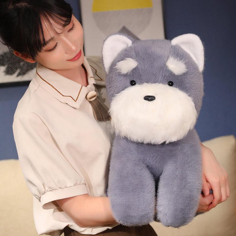 Cartoon Milk Dog Sitting Schnauzer Plush Toy Cute Children Holiday Doll Gift