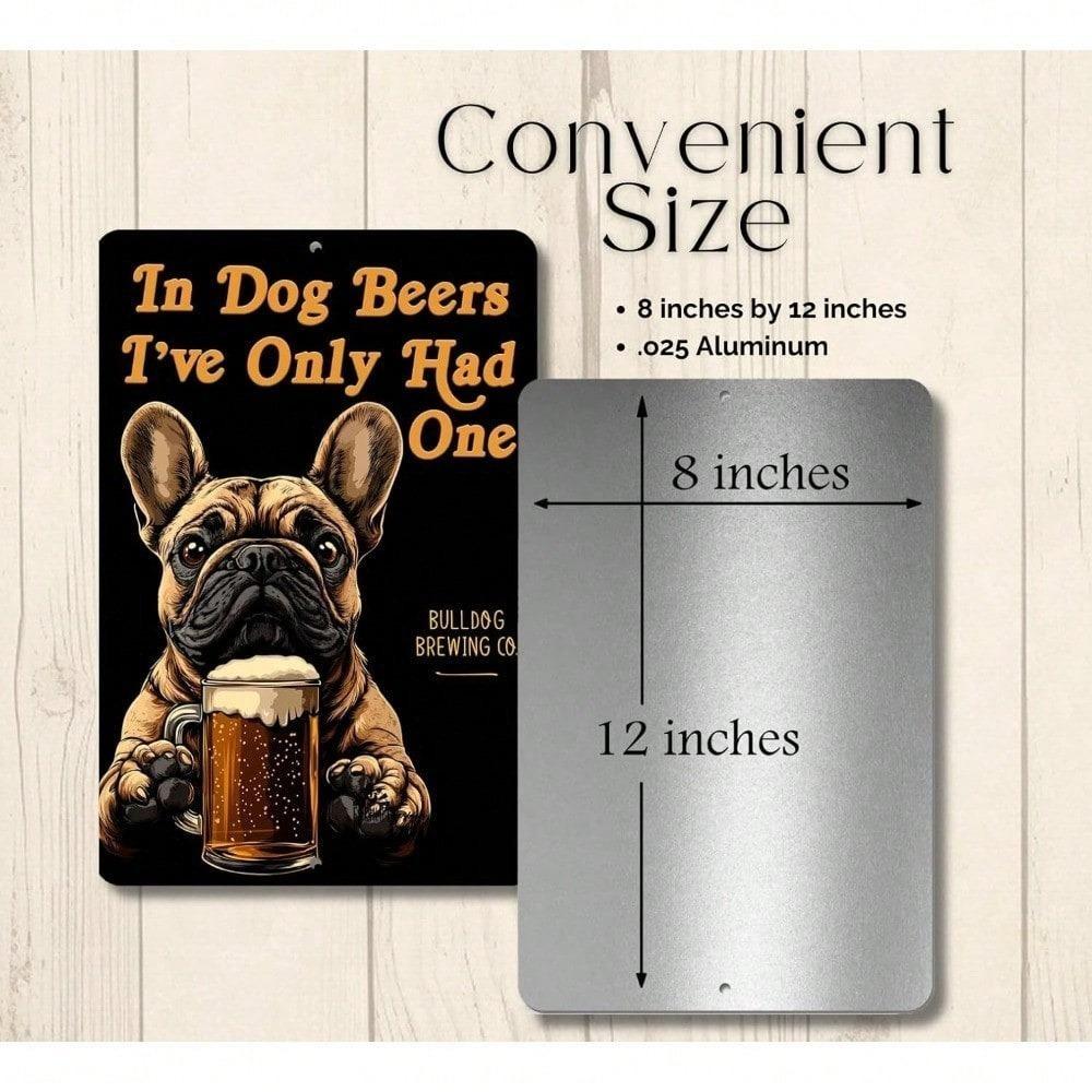 Funny Beer Drinking French Bulldog Metal Tin Sign Vintage Man Cave Garage Decor