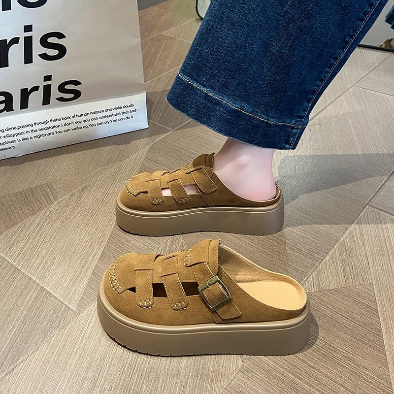 

Size 34-41 platform shoes women s 2025 new muffin shoes non-slip lazy shoes bag head slippers wear half slippers 34 верблюд