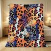 Leopard Print Flannel Blanket Soft Dense Fleece, Warm & Cozy, Decorative Home Throw for Halloween & Christmas