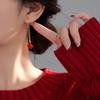 Banyan Tree S925 Silver Heart Knot Festive Long Red New Year Earrings for Women