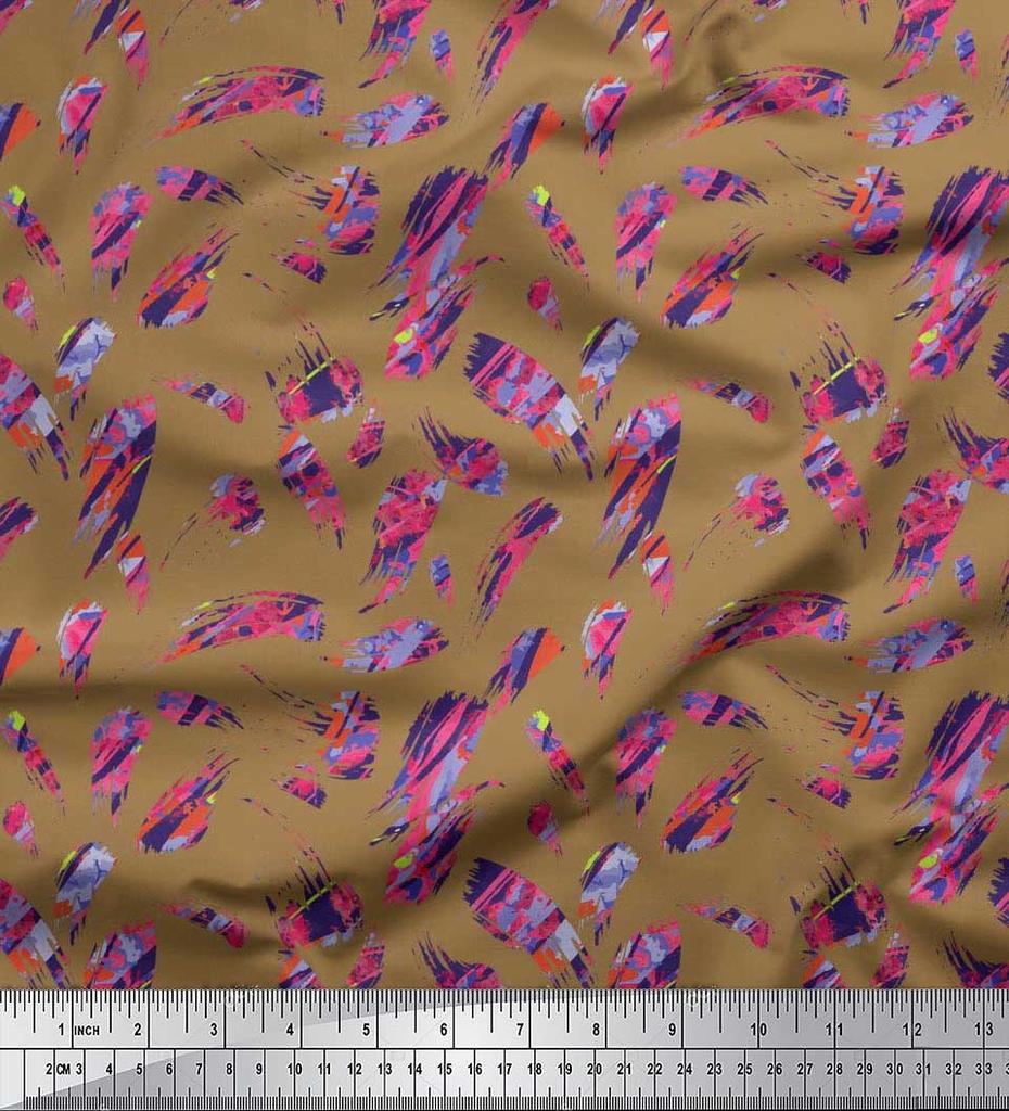 Soimoi Japan Crepe Satin Fabric Brush Stroke Abstract Print Fabric by Metre 42 Inch