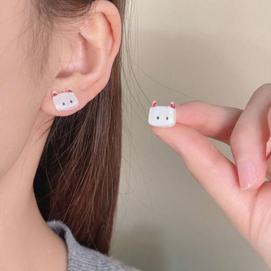 1 Paar Damen Ohrstecker Imitation Kristall Farbverlauf Cartoon Katze Design Ohrstecker Schmuck Geschenk