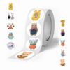500 Stickers/roll Cartoon Ragdoll Roll Stickers Reward Stickers Creative Handbook Roll Roll Personalized Tape