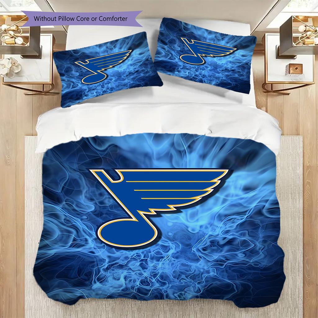 St. Louis Blues Pattern Bedding Quilt Set Quilt Cover Pillowcase Home Decoration Birthday Gift (1 * duvet cover + 2 * pillowcase, without core)