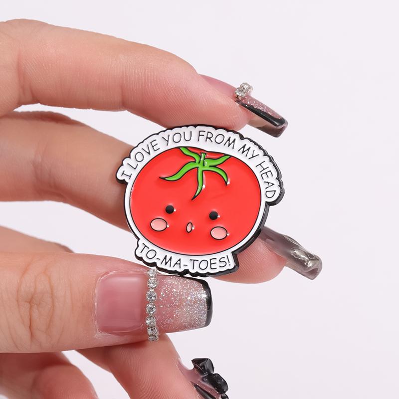 You're Pearfect Enamel Pin I Love You From My Head Cute Fruits Peaches Pears Tomatoes Brooch Lapel Badge Creative Wholesale Gift