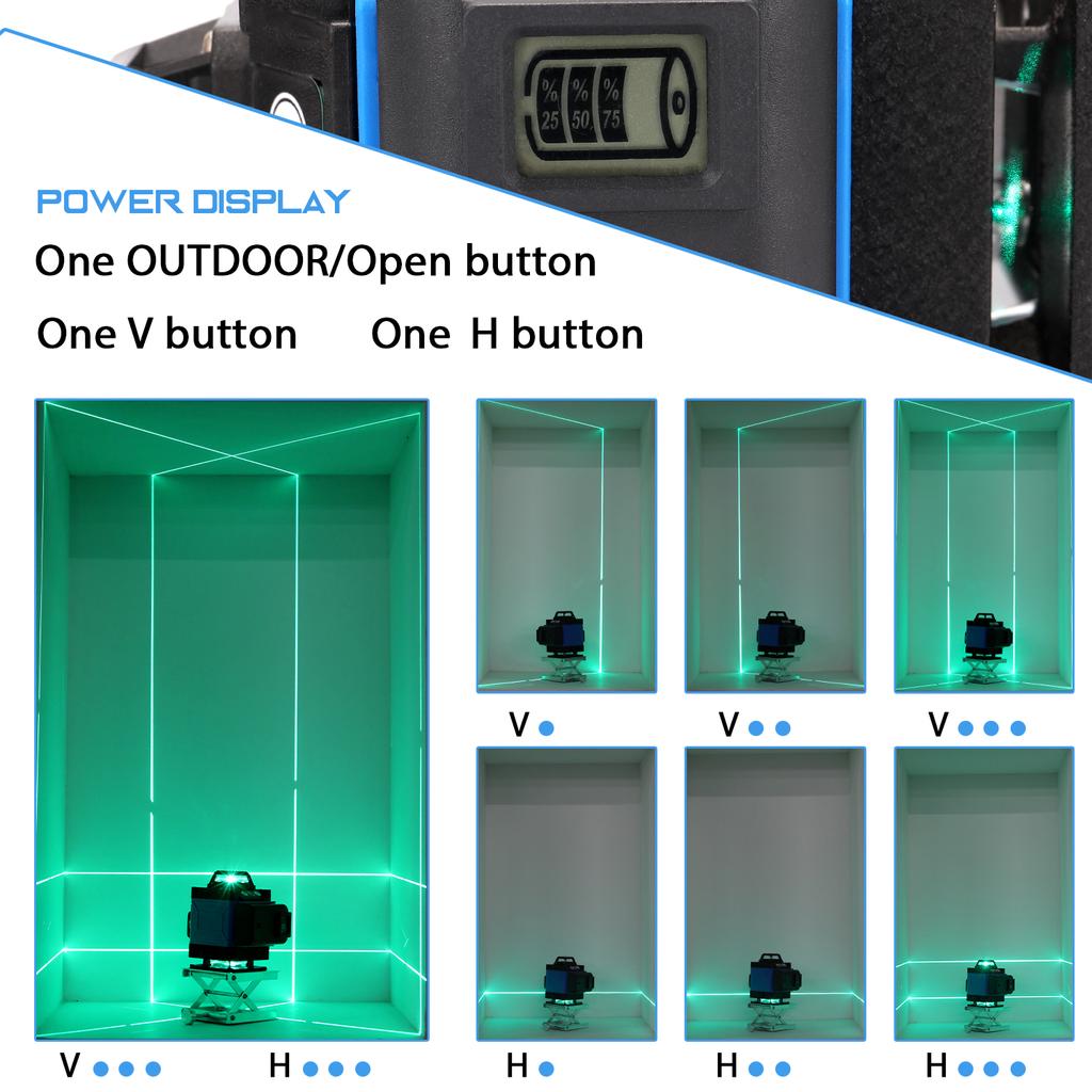 Multifunctional 16 Lines Level Tool Vertical Horizontal Crossline APP Remote Control with