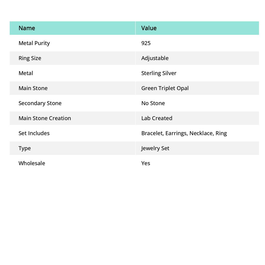 Πράσινο Τριπλό Οπάλιο Πολύτιμος Λίθος Χειροποίητο Σετ Κοσμημάτων από Ασήμι Στερλίνα 925 b6B52