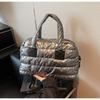 Luxury Fluffy Tote Bags Solid Color Quilted Shoulder Bag Large Capacity Handbags Women