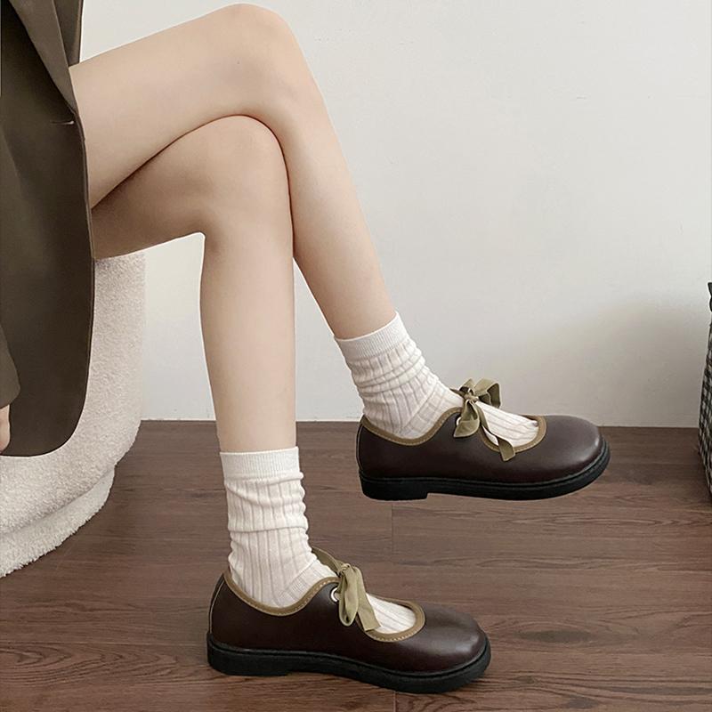 Fashion Vintage Spring Autumn Women Mary Jane Shoes Fashion Shallow Slip On Flats Ladies Concise Round Toe College Style Shoes