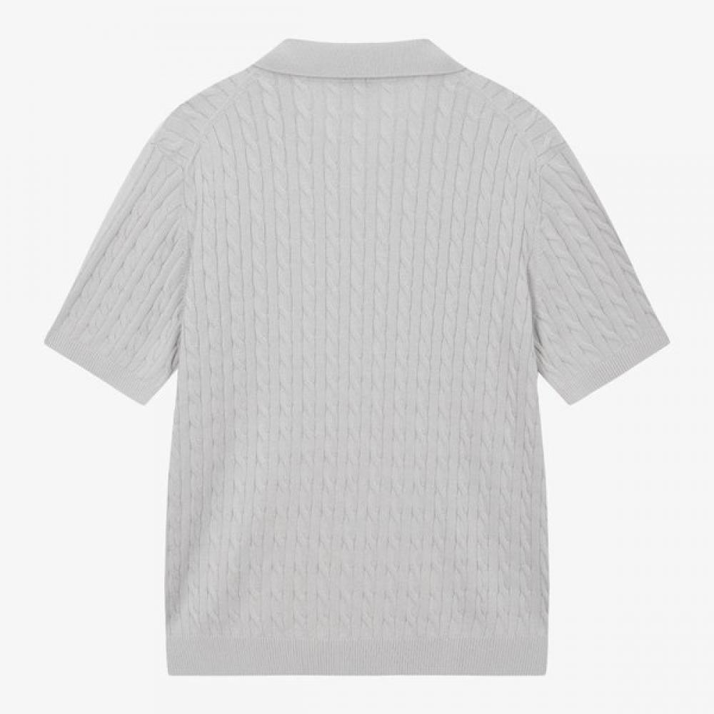 The North Face Men S Cable Short Sleeve Polo Sweater Silver Gray nt7aS00a
