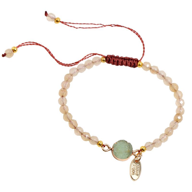 Retro sweet bracelet women's small fresh and versatile fashion temperament pink amethyst hand rope jewelry