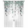 Spring Watercolor Plant Leaves Sheer Curtains For Living Room Kitchen Window Curtains Bedroom Tulle Voile Curtains