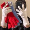 Women Rabbit Hair Gloves Cable Knit Touchscreen Finger Hole Winter Autumn Warm Wrist Length Classic Gloves Female Mitten