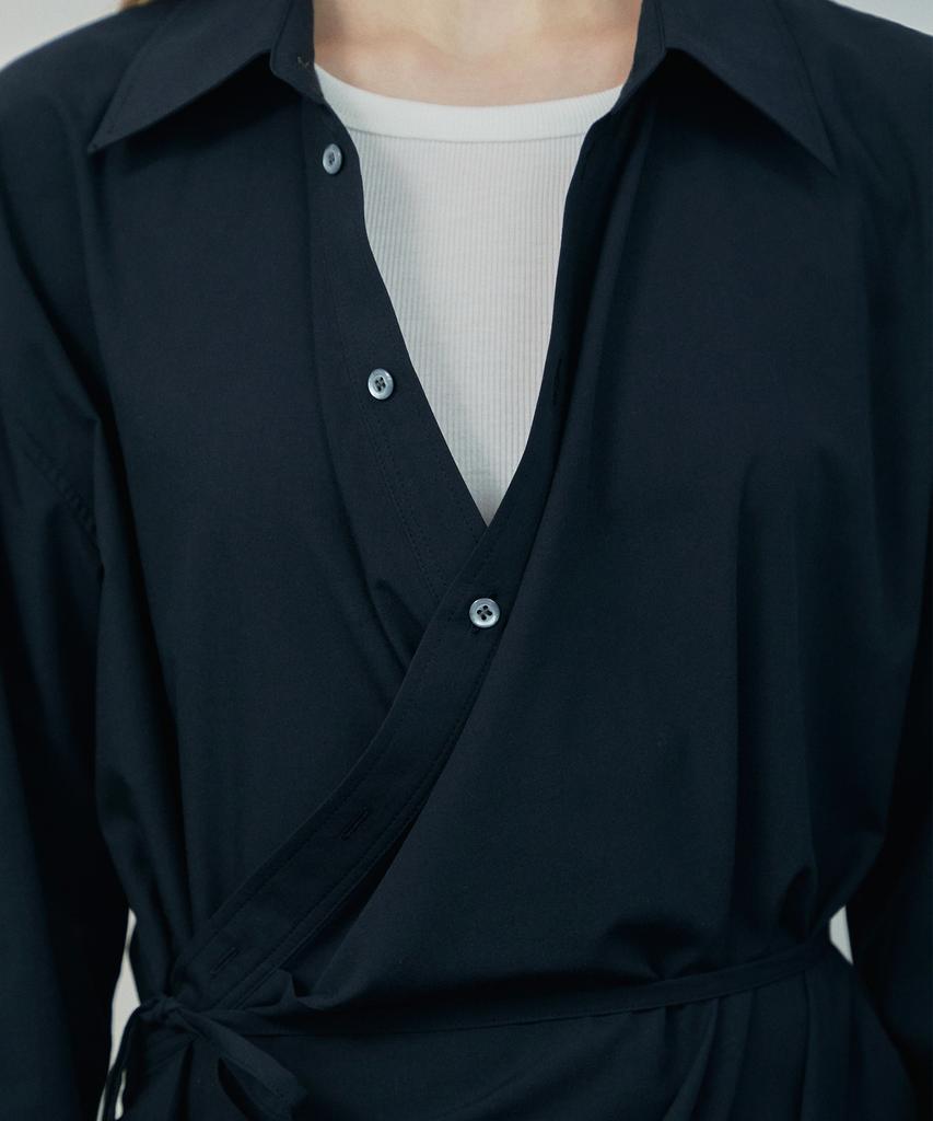 IHR Wrap Shirt Dress / Dark Navy