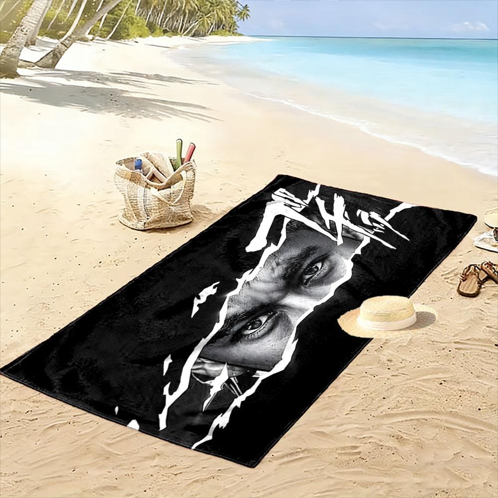 Piercing gaze through shadows Print beach towel, quick drying, suitable for travel, outdoor sports, jogging, the beach and swimming, gift