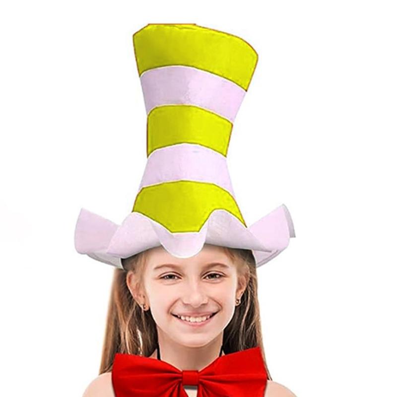 Stripe Top Hat For Men Women Felted Derby Hat Adjustable Headbands Light weight For Parties Costumes Event