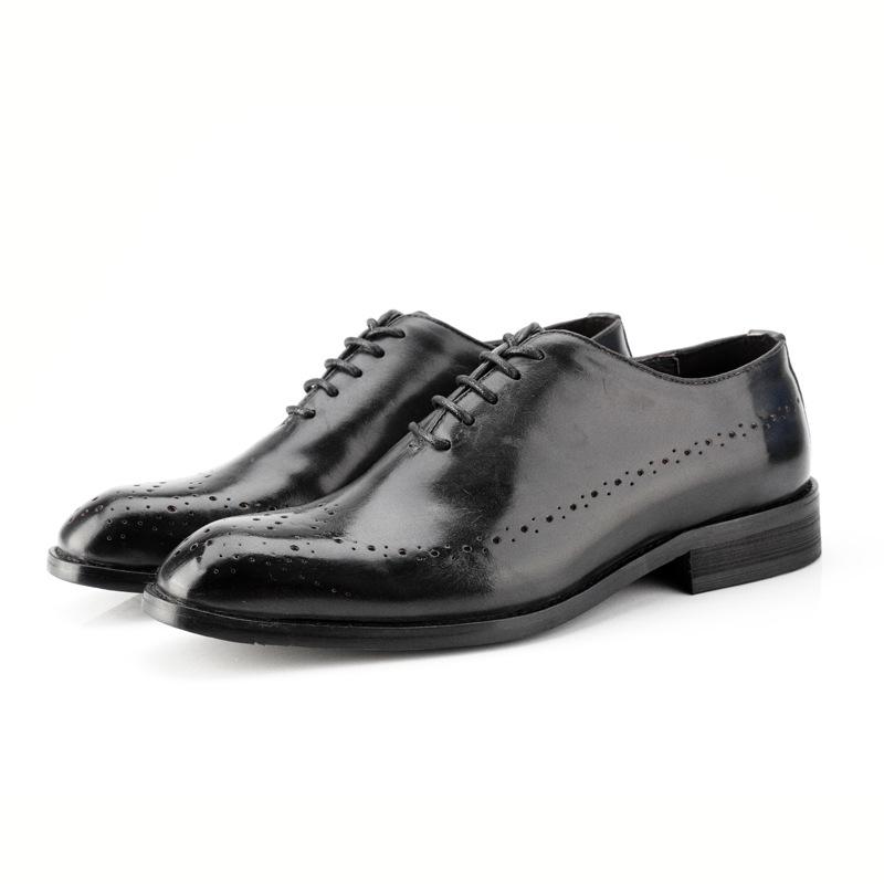 Men's Shoes Brock Carved Leather Shoes Men's First Layer Cowhide Men's Business Dress Derby Shoes Casual Small Leather Shoes